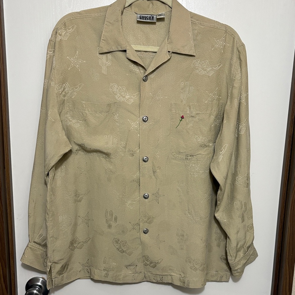 Vintage Chico's Design Western Embroidered Cowgirl 100% Silk Size 1 (Medium)